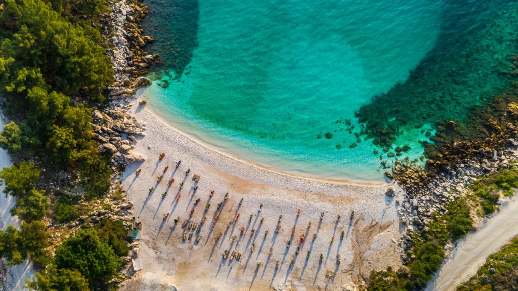 Marble beach (Saliara beach). Thassos island, Greece