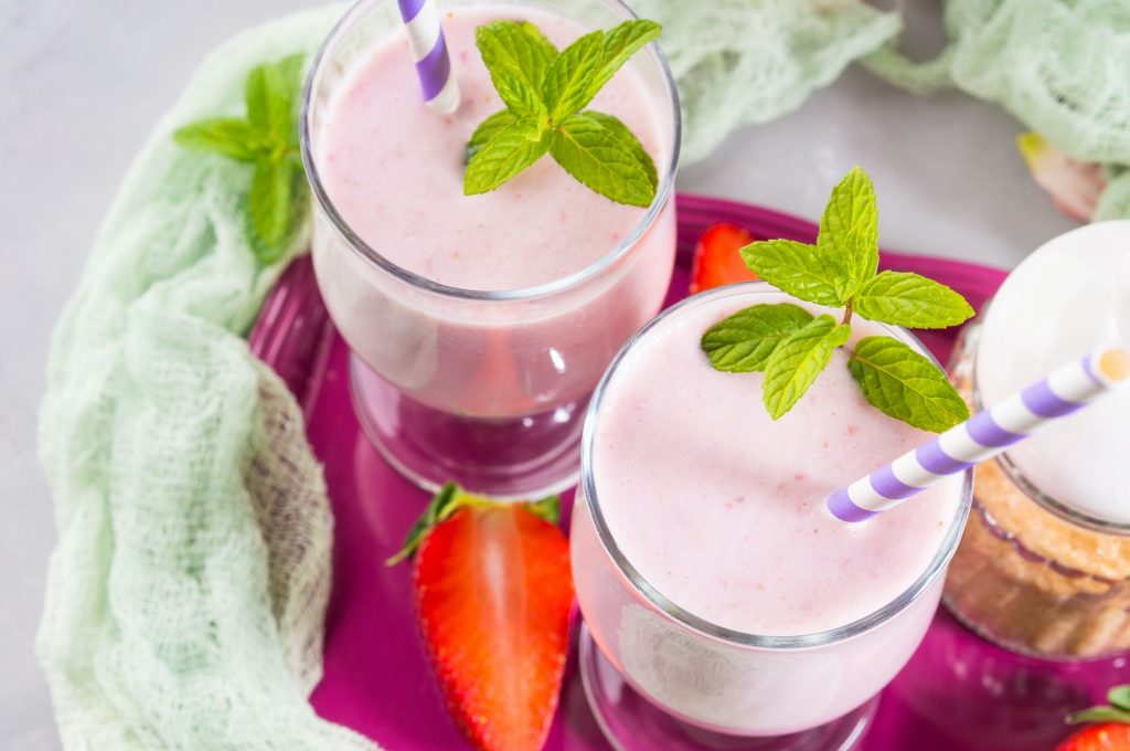 Strawberry milk shake for breakfast