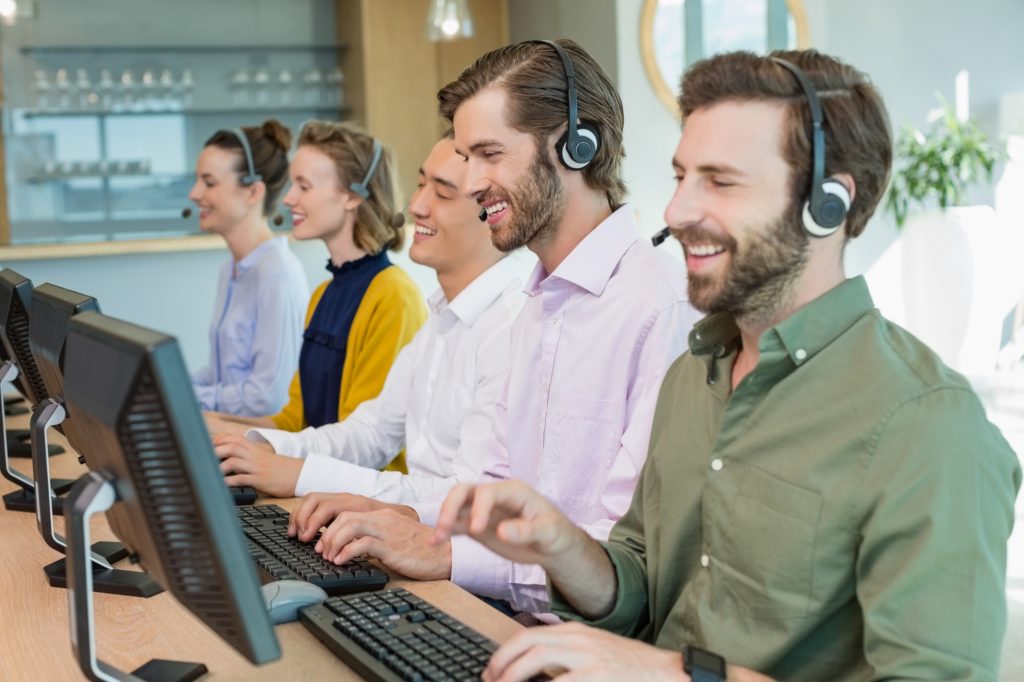 Customer service executives working in call center