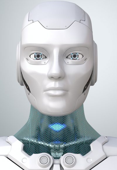 Robot's head in face