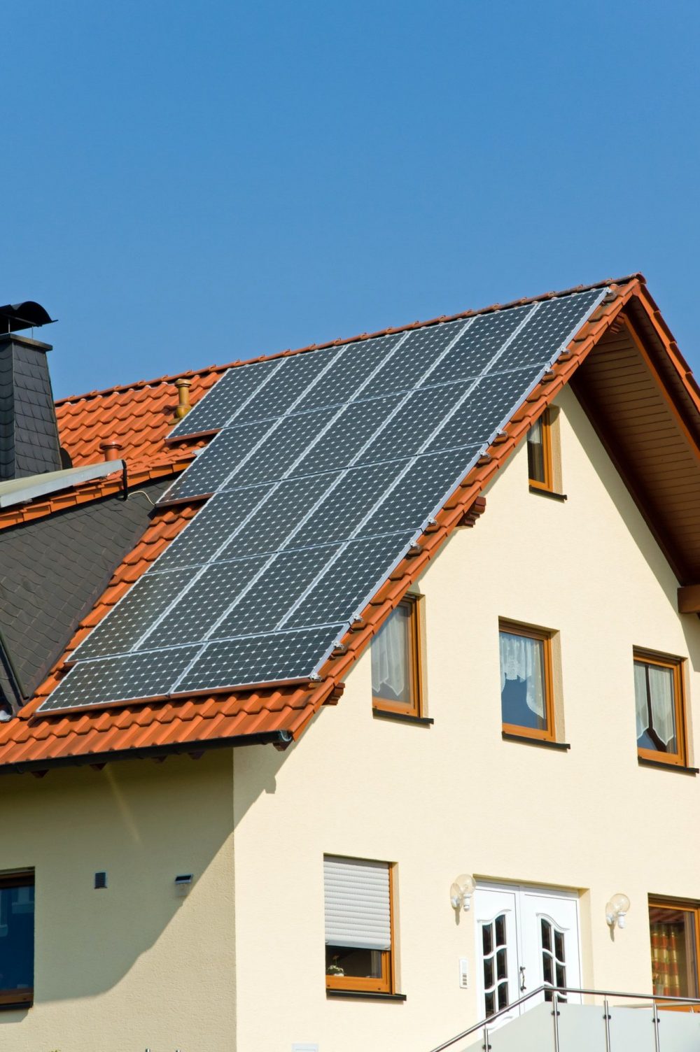 Roof with solar panels in Germany
