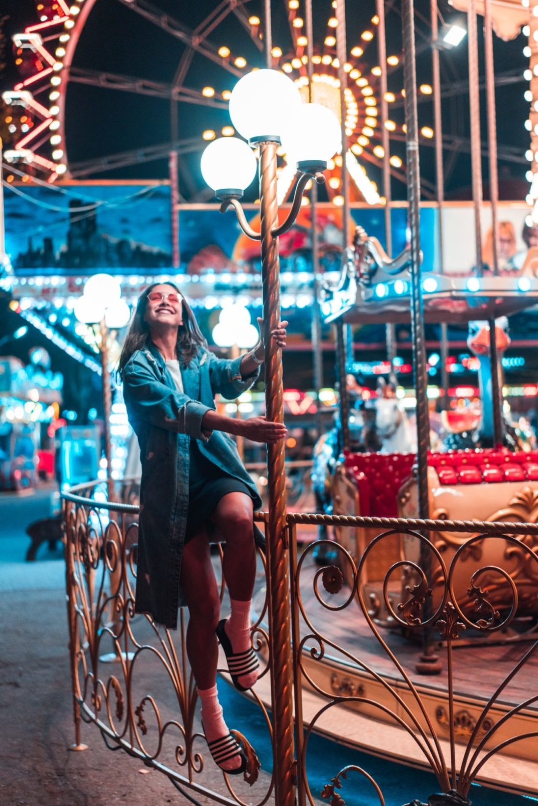 Girl in an amusement park