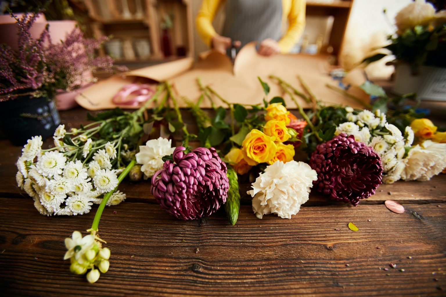 Table in a Flower shop