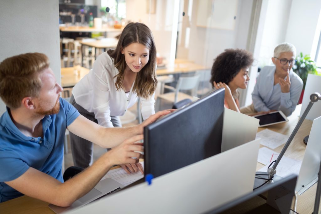 Programmer working in a software developing company office