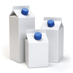 Milk or juiice blank white carton packs Isolated on white.