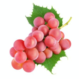Red grape bunch with leaves isolated
