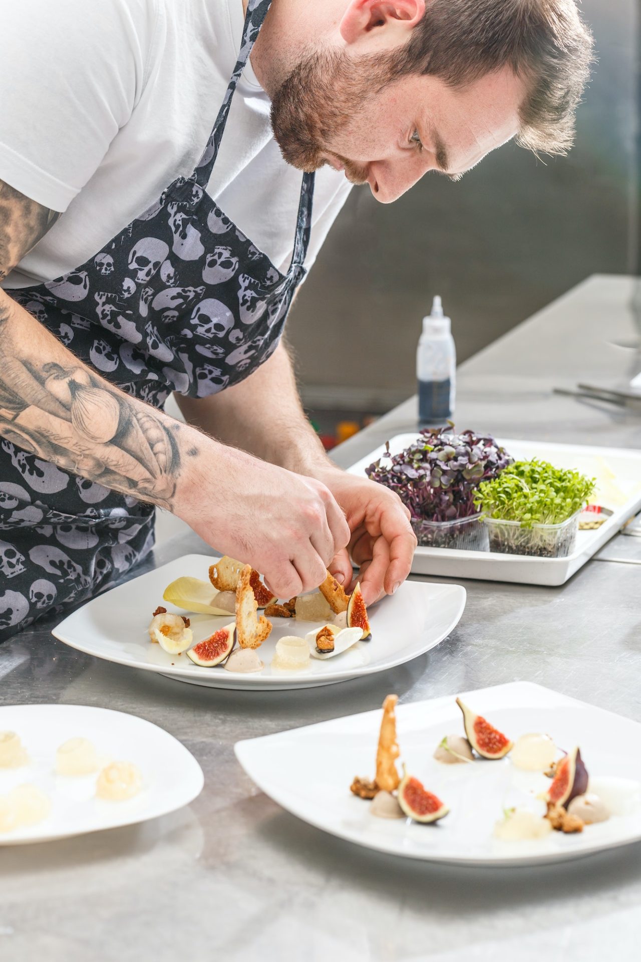 Chef finishes his plate