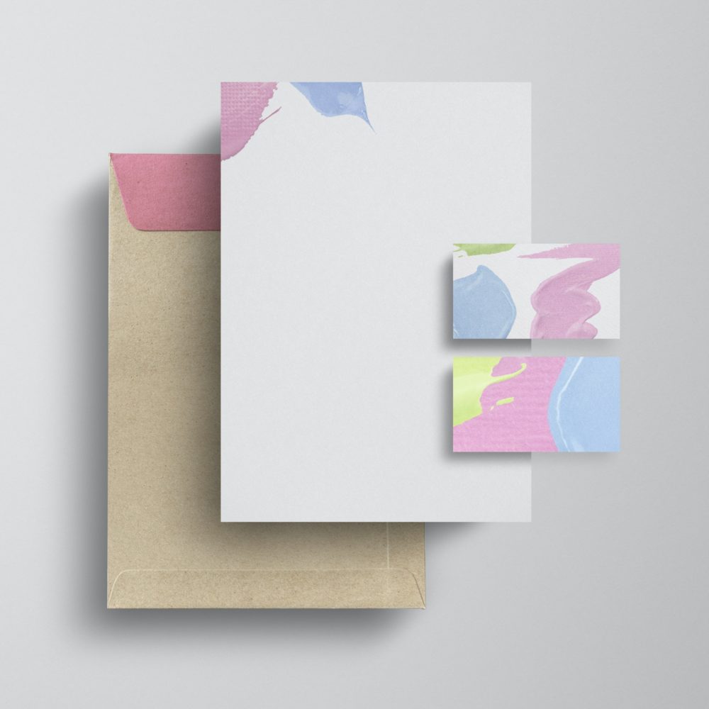 Creative corporate identity colorful acrylic paint stationery