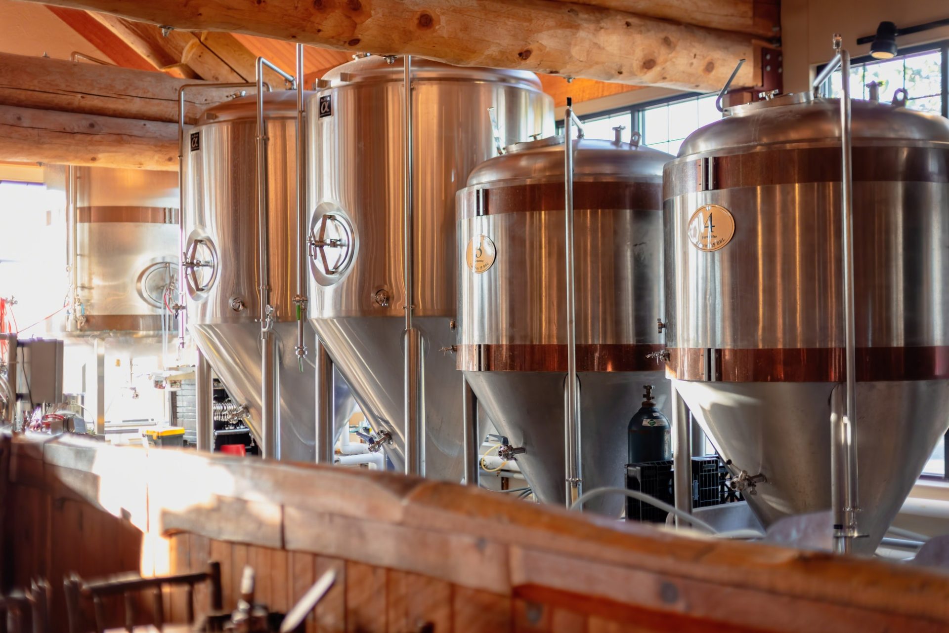 Fermenting tanks at a brewery