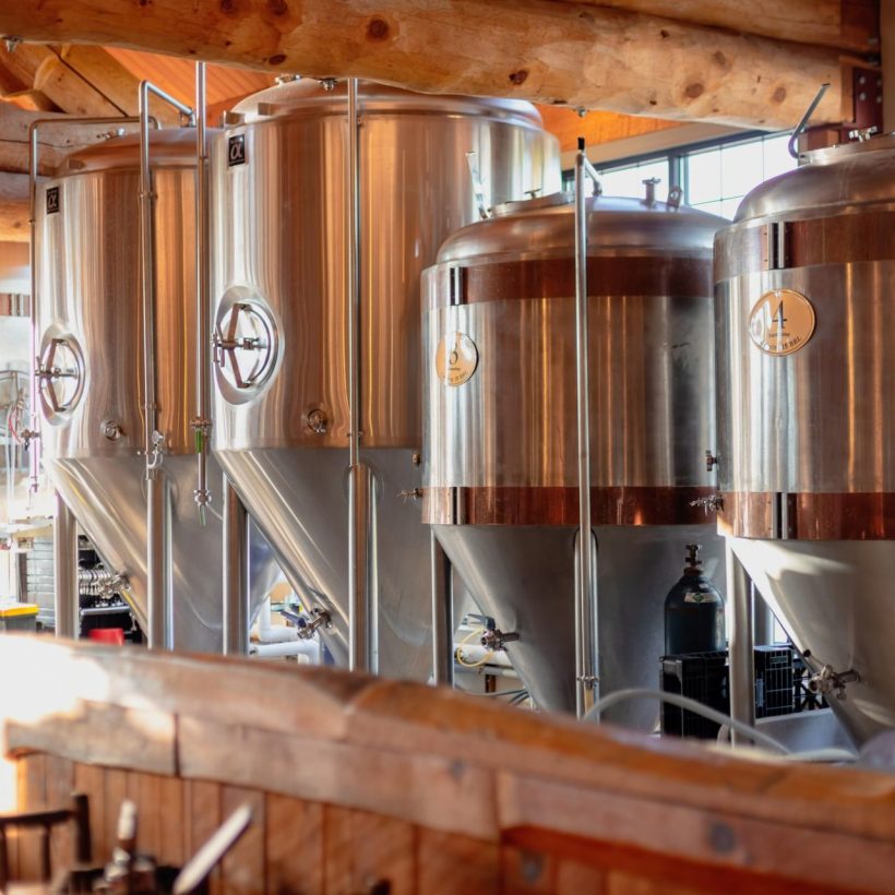 Fermenting tanks at a brewery