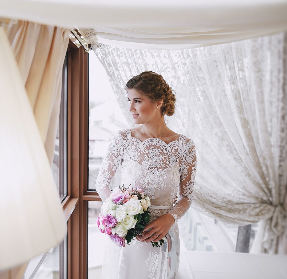 elegant bride in a hotel