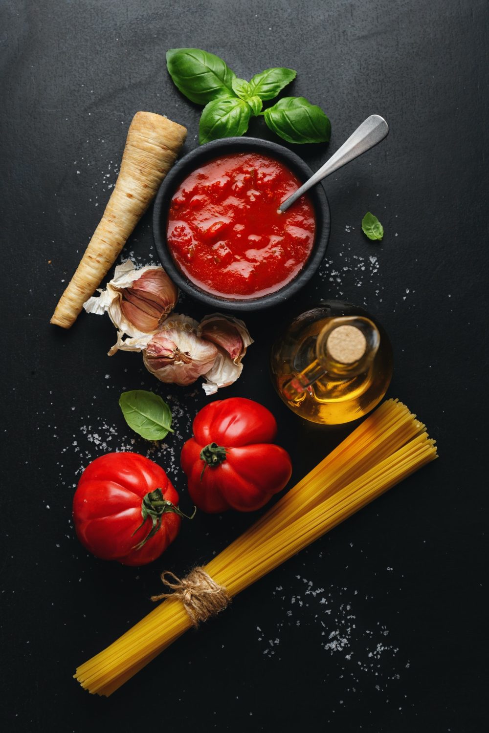 Italian food background with pasta