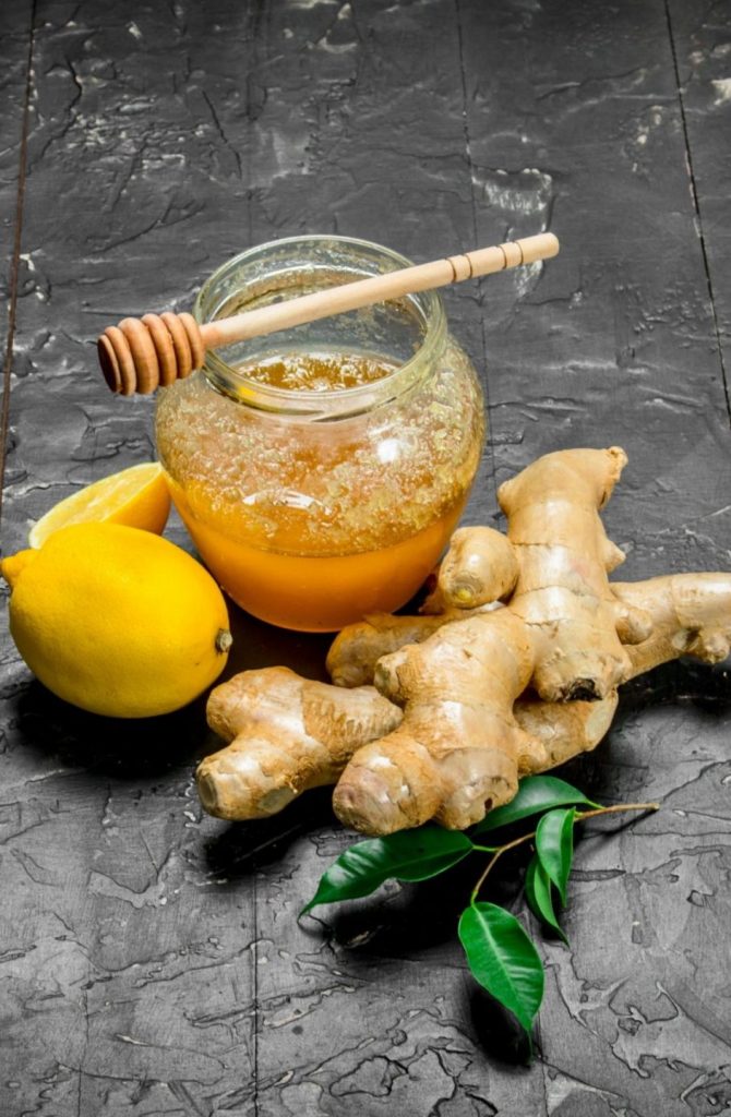 Ginger with lemon and honey.