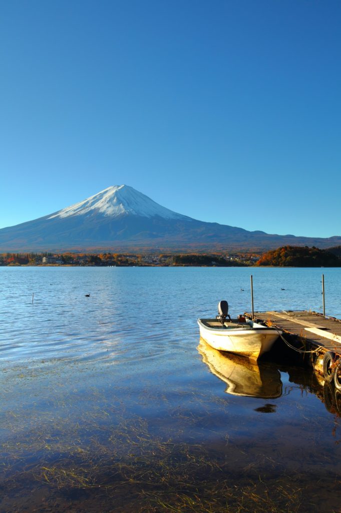 Mountain Fuji and fishing boat