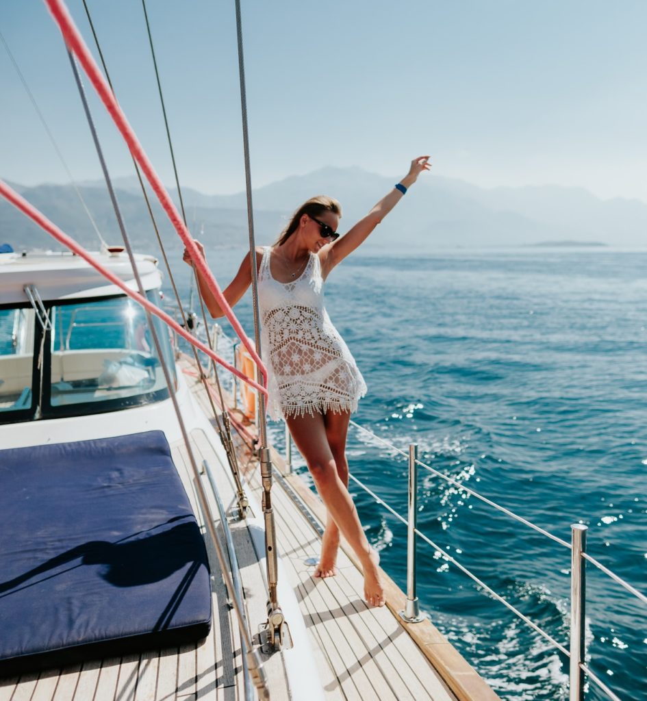 woman travel on yacht