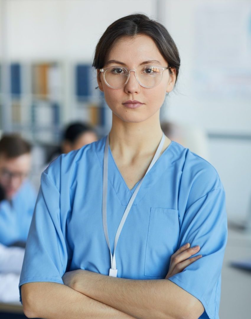 Portrait of Nurse Posing in Clinic