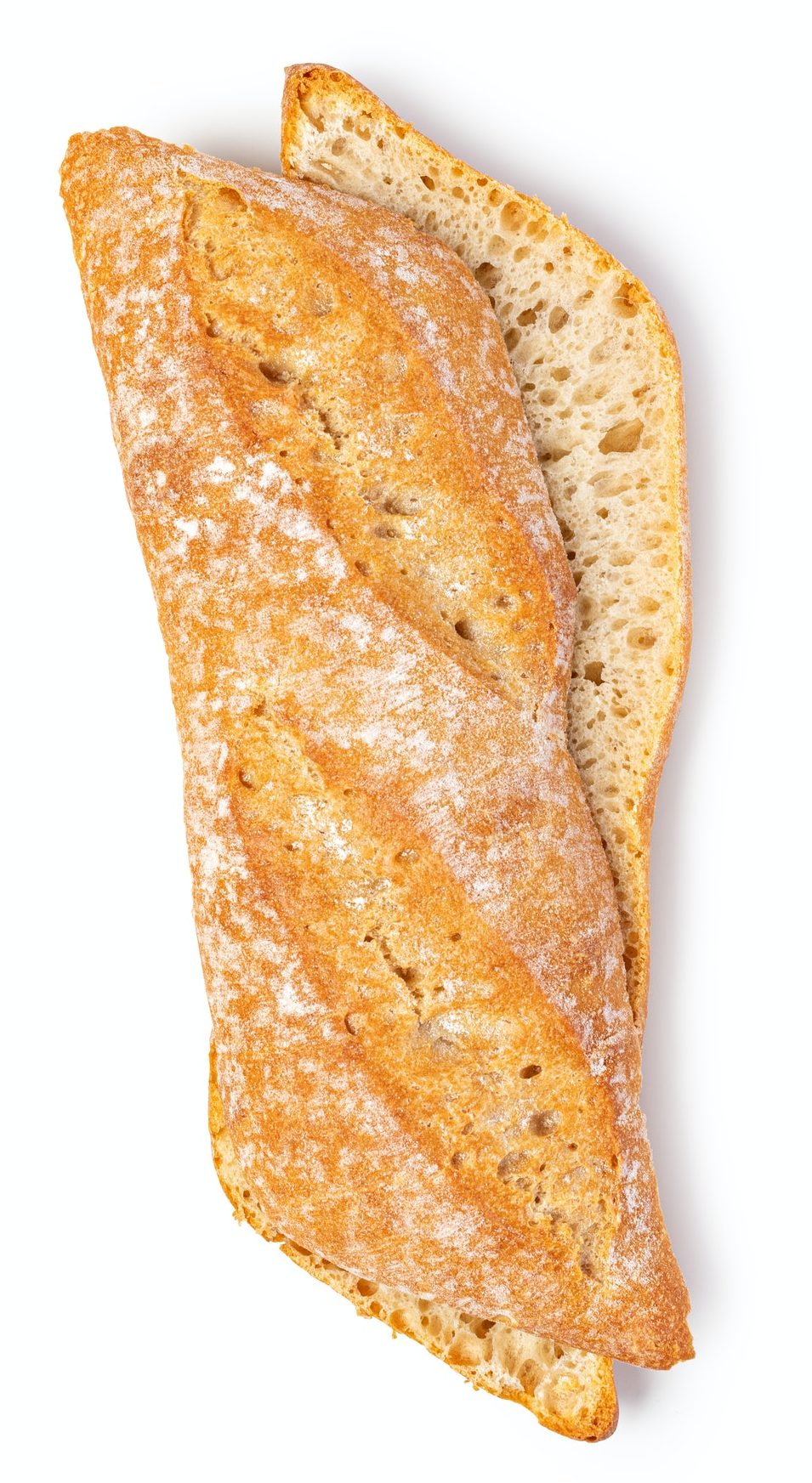 fresh baked bread on white background
