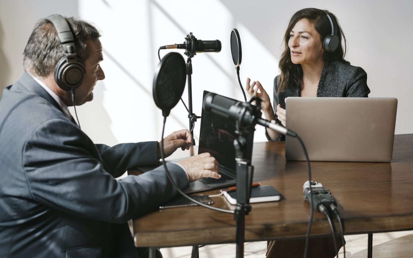 Business podcast recording