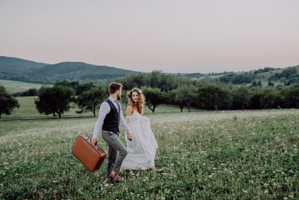 Beautiful Bride & Groom at sunset