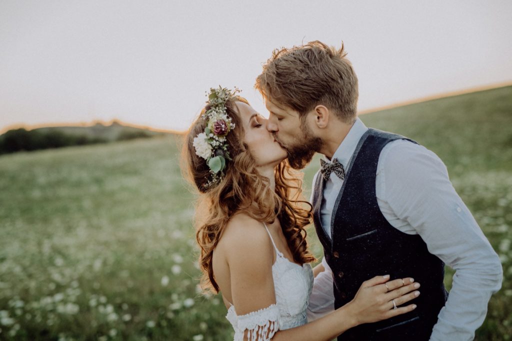 Beautiful Bride & Groom at sunset