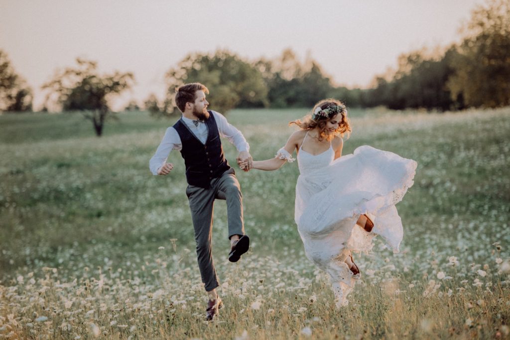 Beautiful Bride & Groom at sunset
