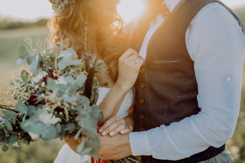 Beautiful Bride & Groom at sunset