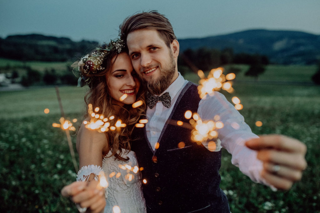 Beautiful Bride & Groom at sunset