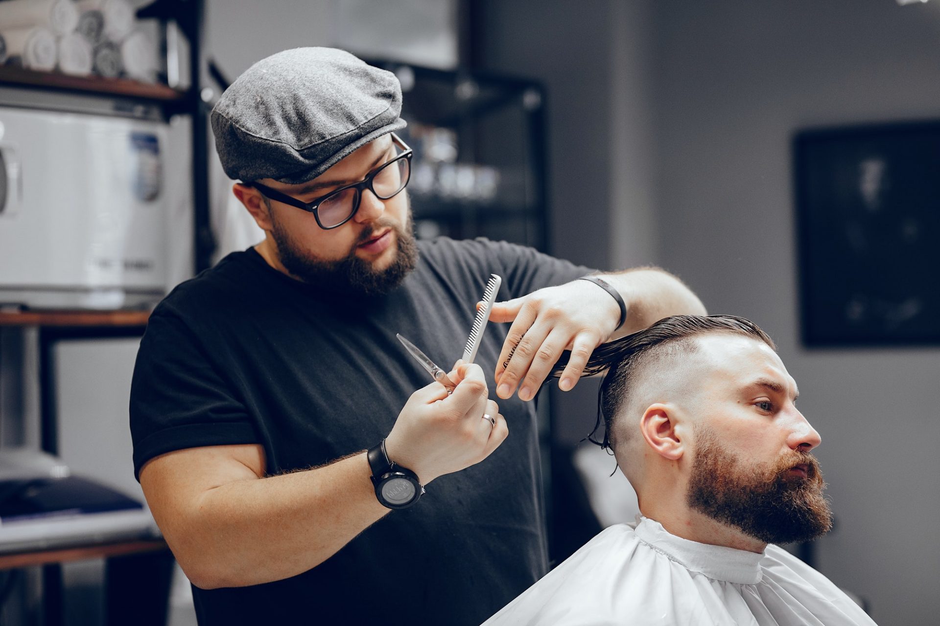 Stylish man sitting in a barbershop