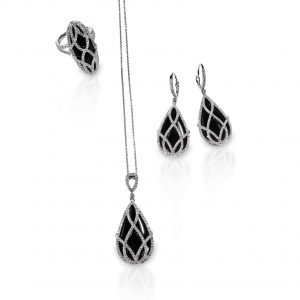 Group of diamond black onyx jewelry