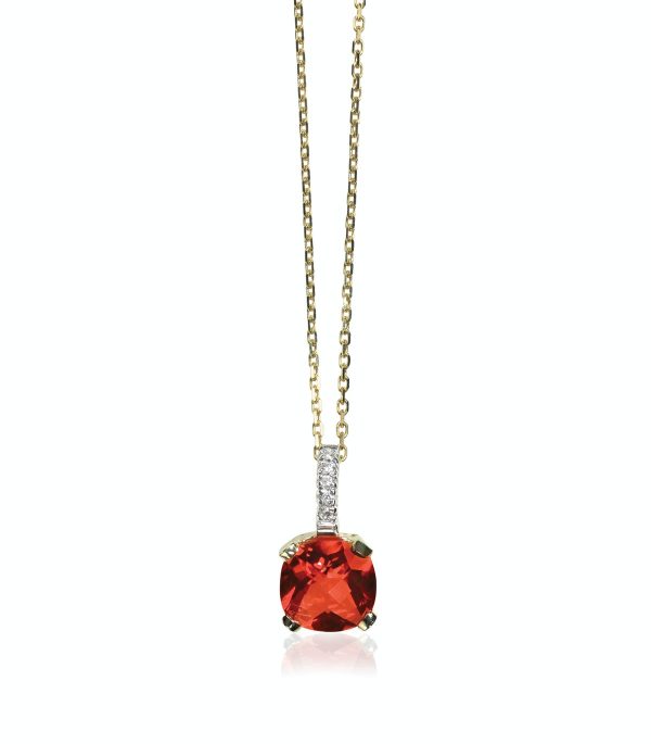 Red Ruby Gemstone diamond necklace with chain