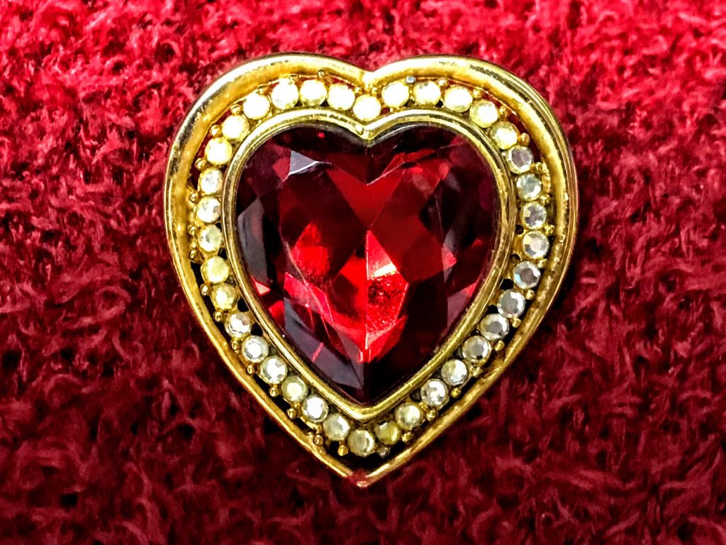 Sparkly ruby red & diamond brooch on a fuzzy red sweater NOMINATED - THANK YOU 🙏🏼