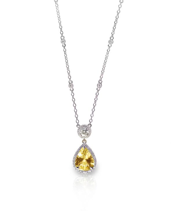 Yellow Diamond Citrine Topaz pendant necklace