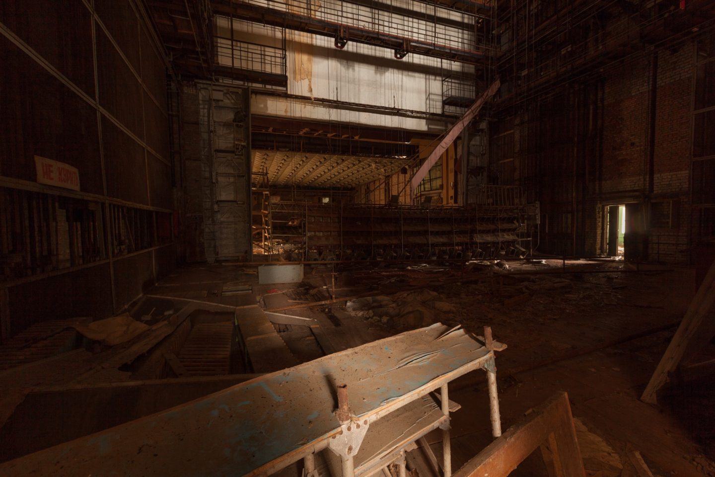 Inside of abandoned theater in ghost city Pripyat.