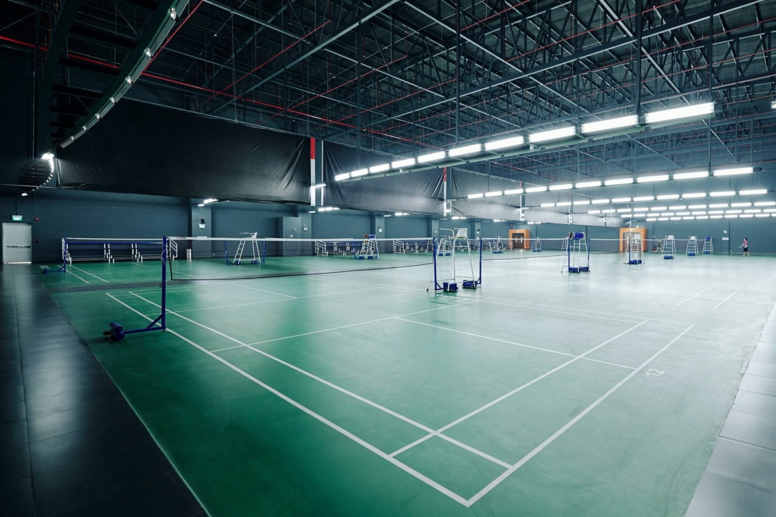 Courts for playing tennis and badminton