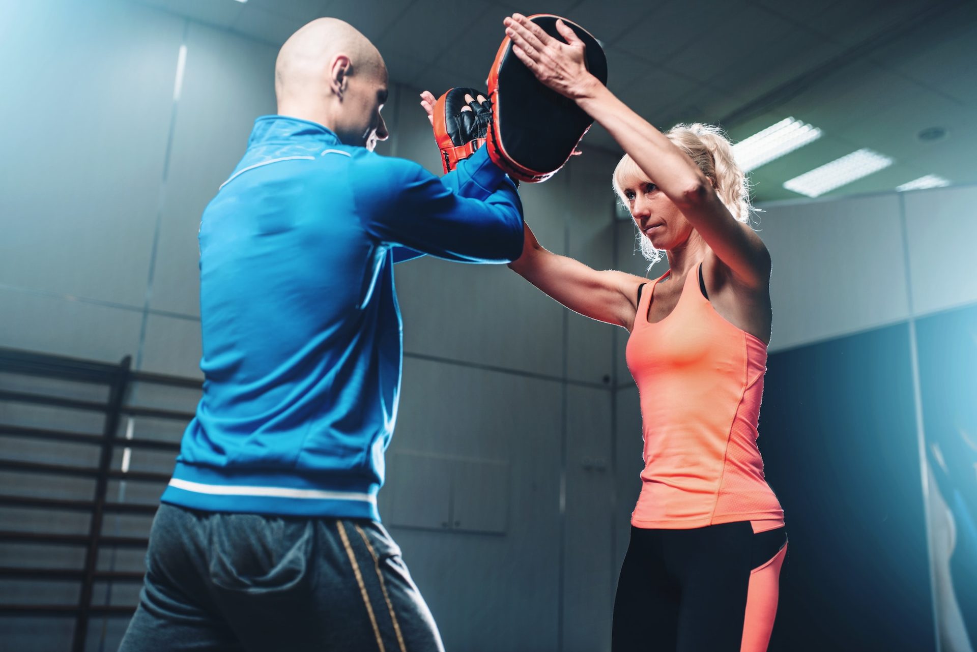 Womens self-defense workout with personal trainer