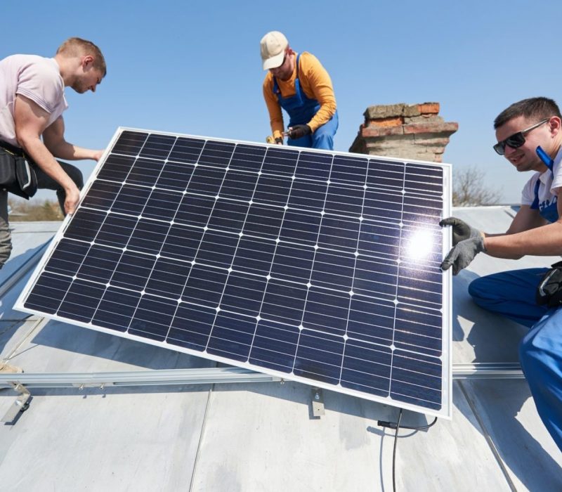 Installing solar photovoltaic panel system on roof of house